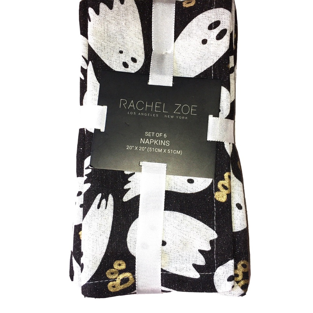 👻 Rachel Zoe Black and White Ghost Napkins Set of 6